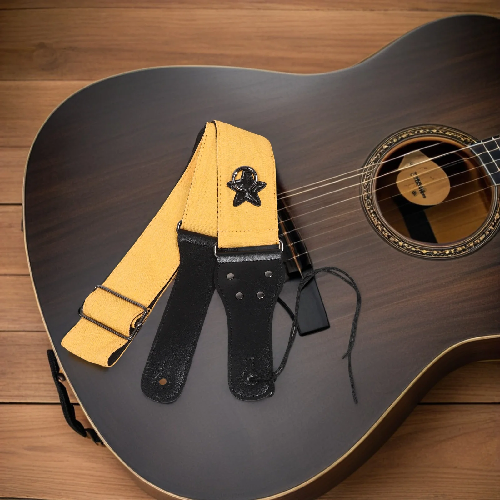 

Vintage Guitar Strap For Acoustic Electric Bass Wide Padded Adjustable Shoulder Instrument Accessories With Picks