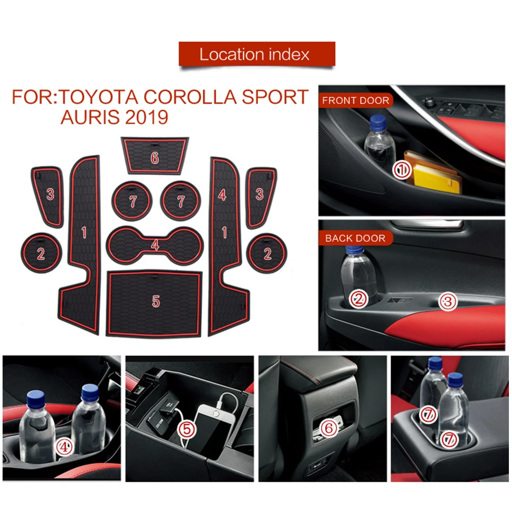 Rubber Mat Door Groove for Toyota Corolla E210 Hatchback Sport 2019 2020 2021 Cup Cushion Gate Slot Coaster Dust-proof Sticker