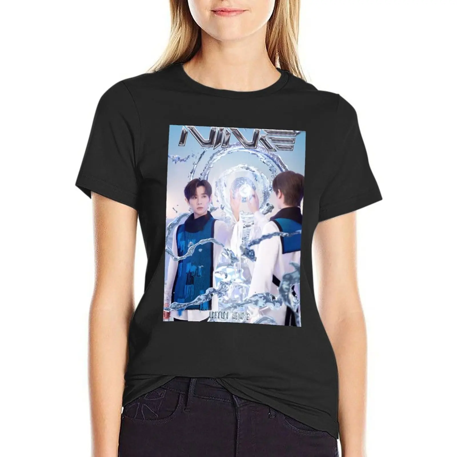 INTO1 Nine T-Shirt summer tops funny cute clothes aesthetic clothes t-shirts for Women loose fit