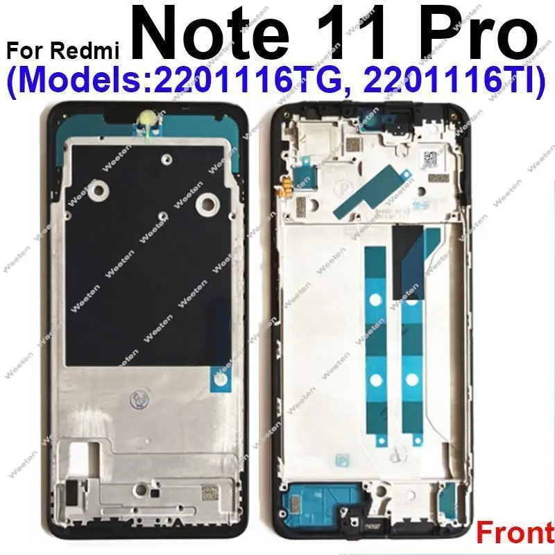 For Xiaomi Redmi Note 11 Pro 5G 21091116I, 2201116SG Middle Housing Front LCD Frame Cover With/Without NFC