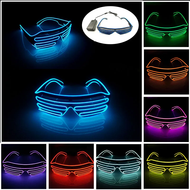 Luminous Window Blinds Glasses for Nightclub, Rave Neon Music EL Wire, Glow in the Dark Party LED Glasses, Hot Selling