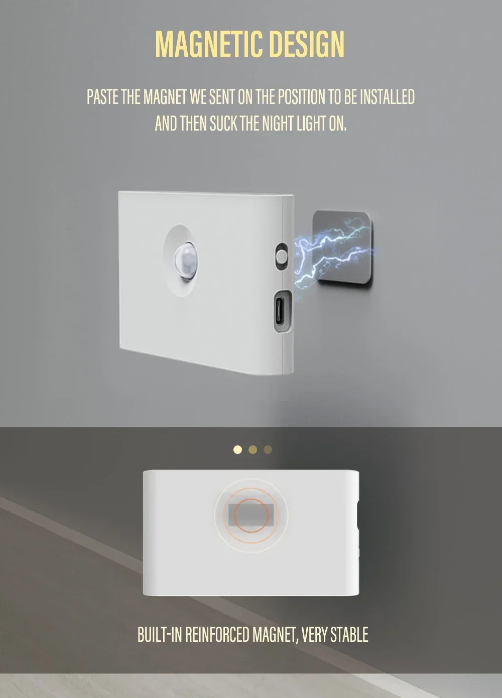 Intelligence Motion Activated Wall Light 2200mAh USB-C Fast Charge 3 Brightness Multi Device Link Indoor Outdoor Linkage