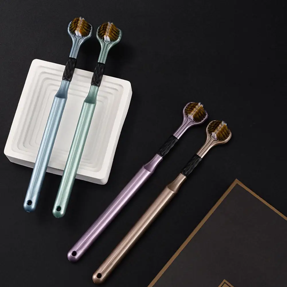 성인용 울트라 소프트 3면 칫솔 4개 - 포름알데히드 없음, 풀 헤드 청소 및 구강 건강을 위한 나일론 칫솔모