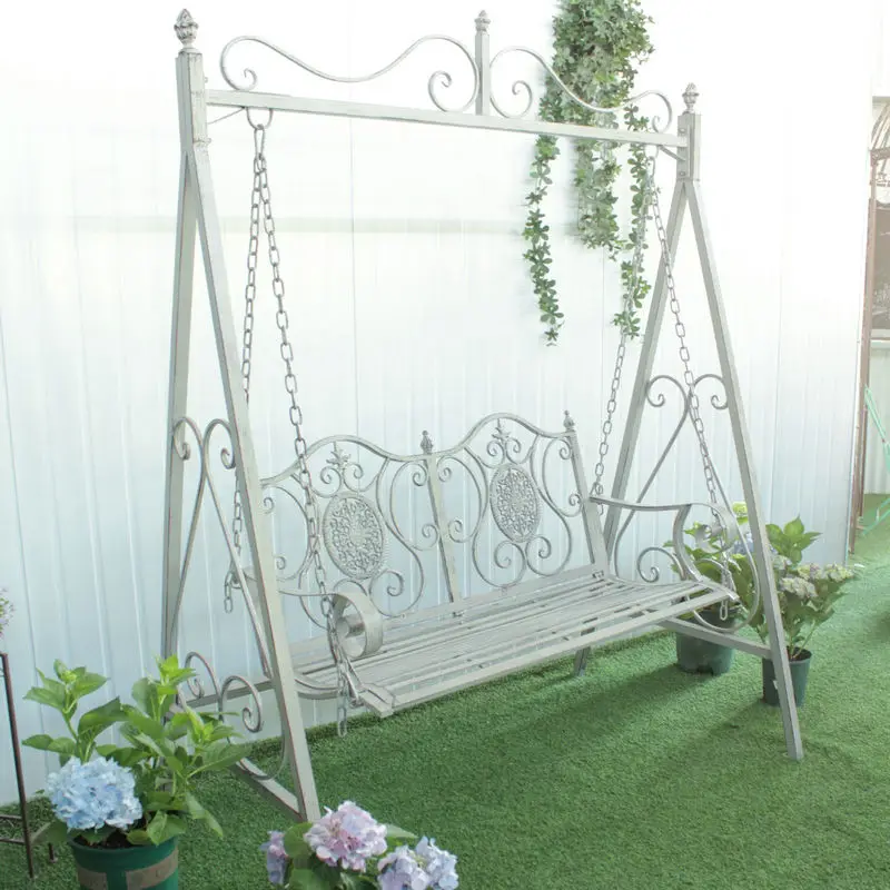 Vintage wrought iron, outdoor swing,  garden, balcony, terrace, indoor courtyard, single and double hanging baskets