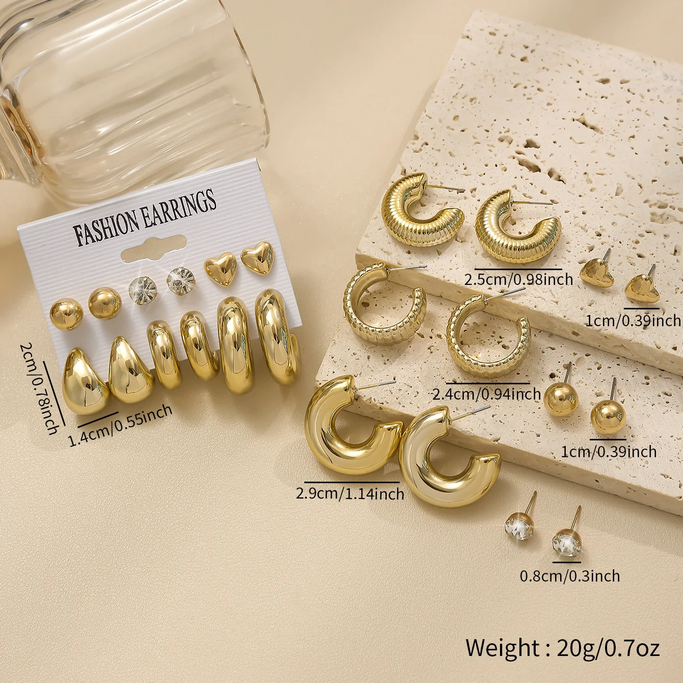 18 Pieces/Set of Retro Punk Water Drop Earrings, Designed Specifically for Women, Fashionable Style, Exaggerated Design, Everyday Wear Accessories