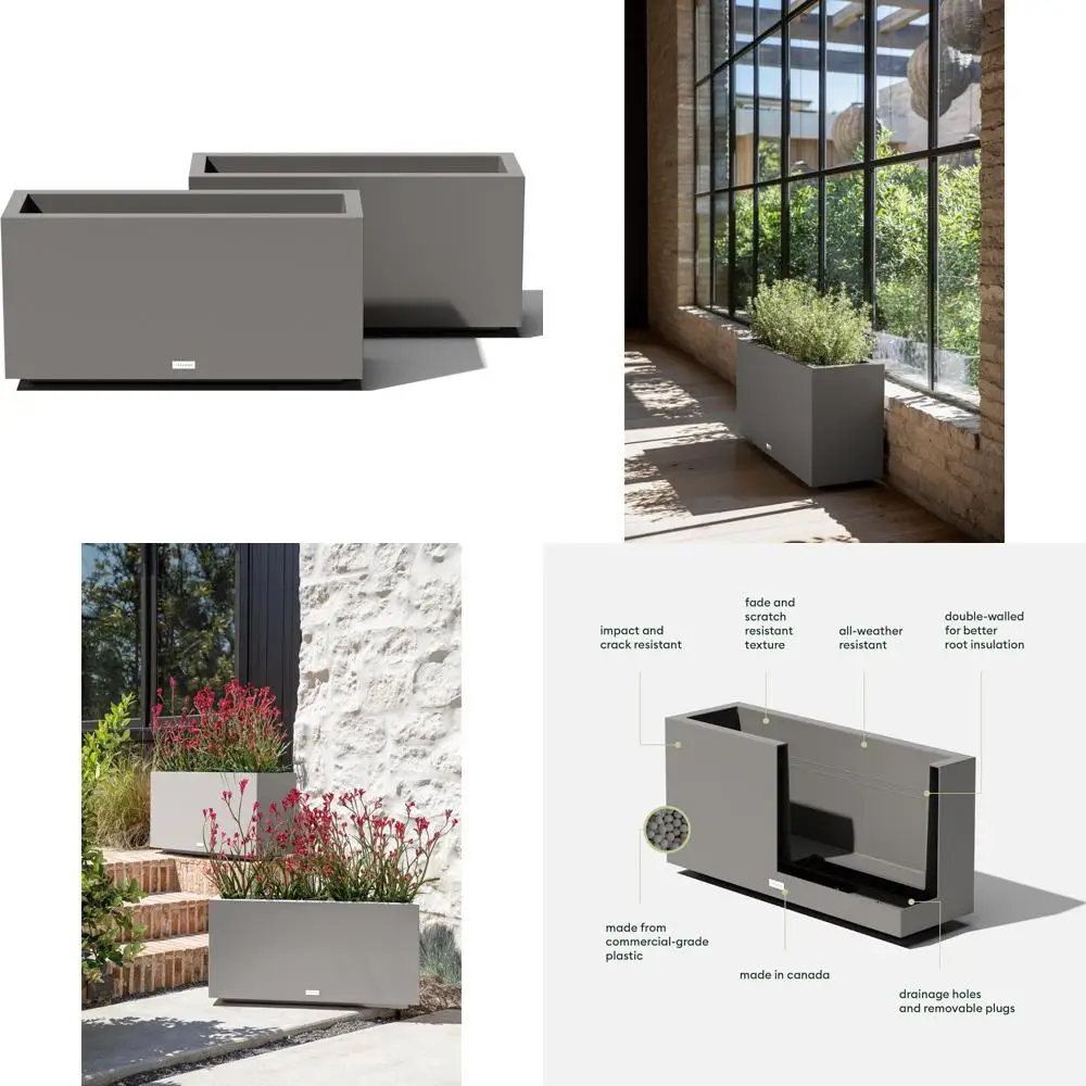 

Large Rectangular Planter for Indoor and Outdoor Use - Durable Weather-Resistant Long Box Planter | Ideal for Patio, Porch, and