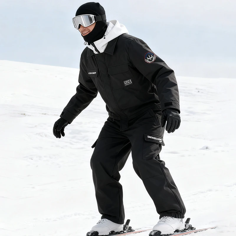 New One-piece Ski Suit Men Women Adult Snowboard Set Double Board Windproof Waterproof Warm Outdoor Leisure Sports Skiing Suit