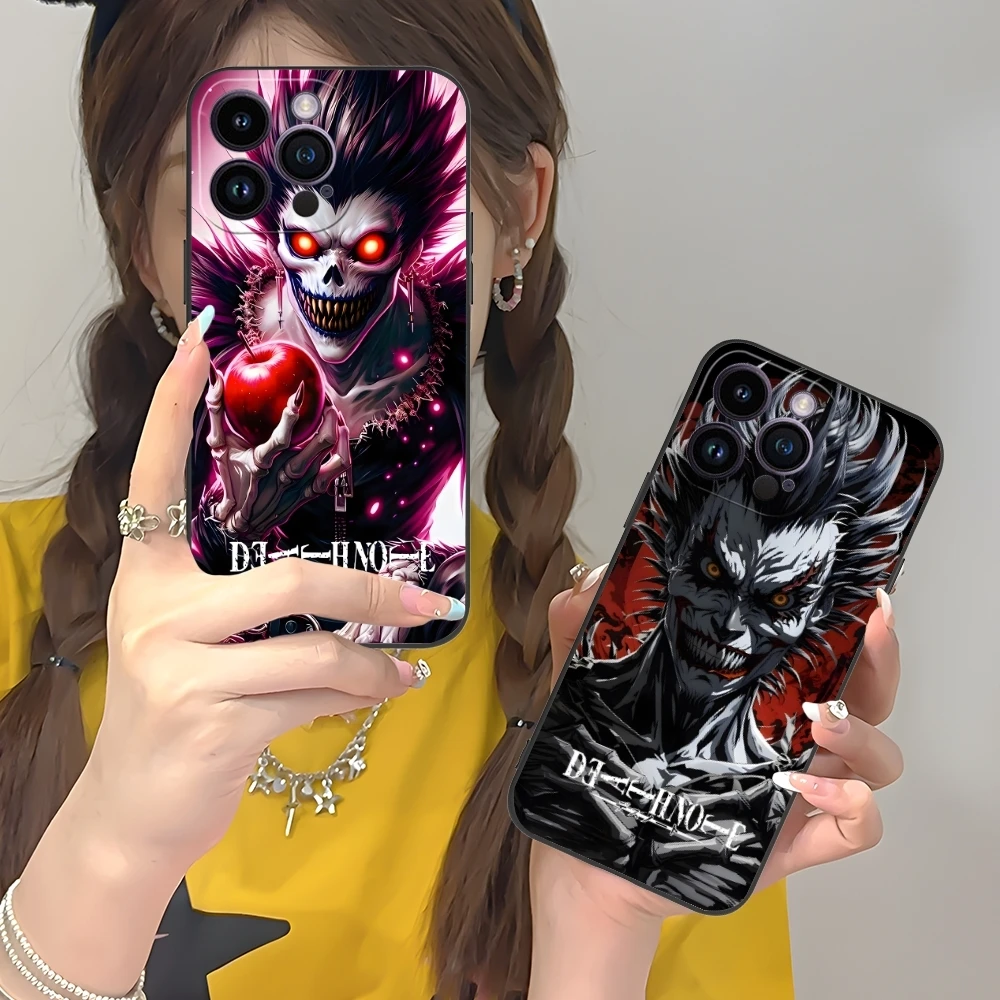 Death Note Ryuk Mobile Cell Phone Case for iPhone 16 15 14 13 12 11 X XR XS 8 7 Pro Max Plus Mini Black Soft Phone Cover Shell