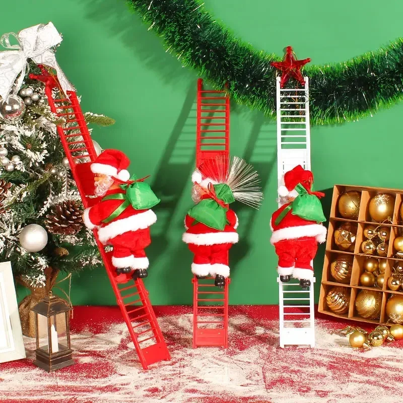 Christmas Decoration Electric Ladder Santa Claus Climbing Beads Christmas Children's Gifts Outdoor Courtyard Store Decoration