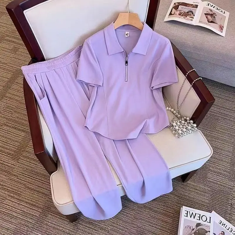 Women's Casual Sweat Suit 2025 Spring Summer New Korean Clothing Loose Tops And Fashion Wide Leg Pants 2 Two Piece Set For Women