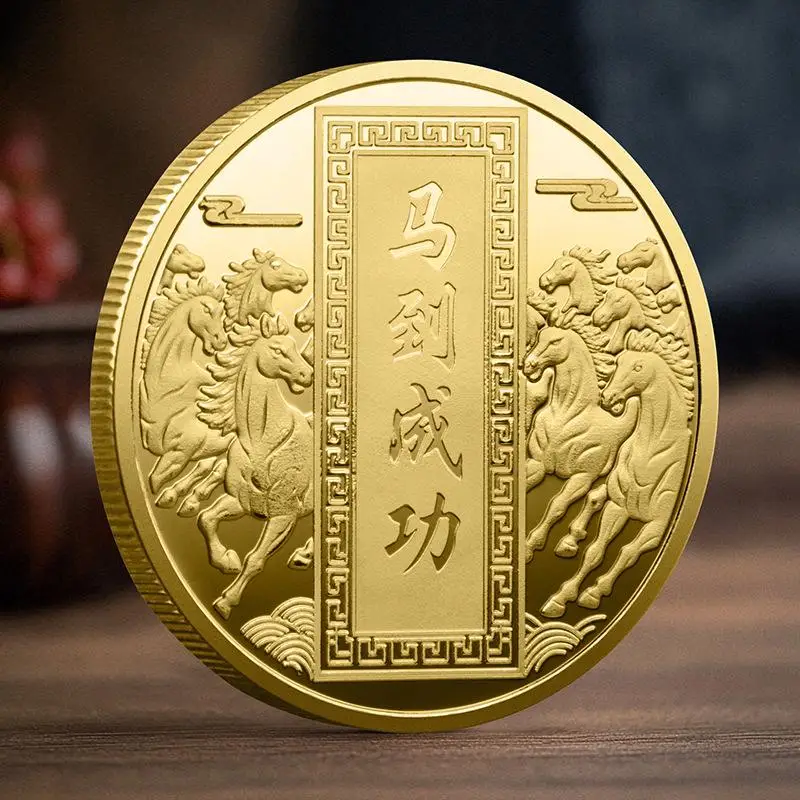 HOT 40mm Zodiac Horse Commemorative Medal Year Of The Horse Birthday Small Gift Metal Crafts Event Souvenir Coin Decoration
