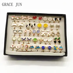 GRACE JUN New Arrival Cartoon Stud Clip on Earring No Pierced Fashion Students Fake Piercing Cuff Gold Color Ear Clip Jewelry