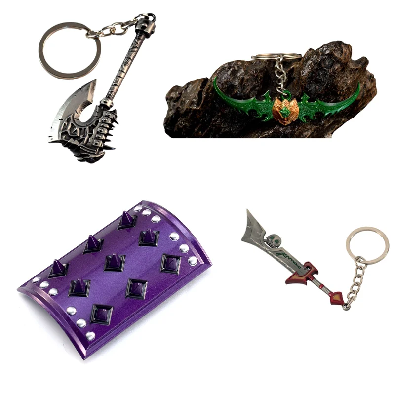 9cm World of Warcraft Weapon Keychian Blood Roar Ashbringer Metal Game Model Prop Ornament Collection Birthday Gifts Toys Boys