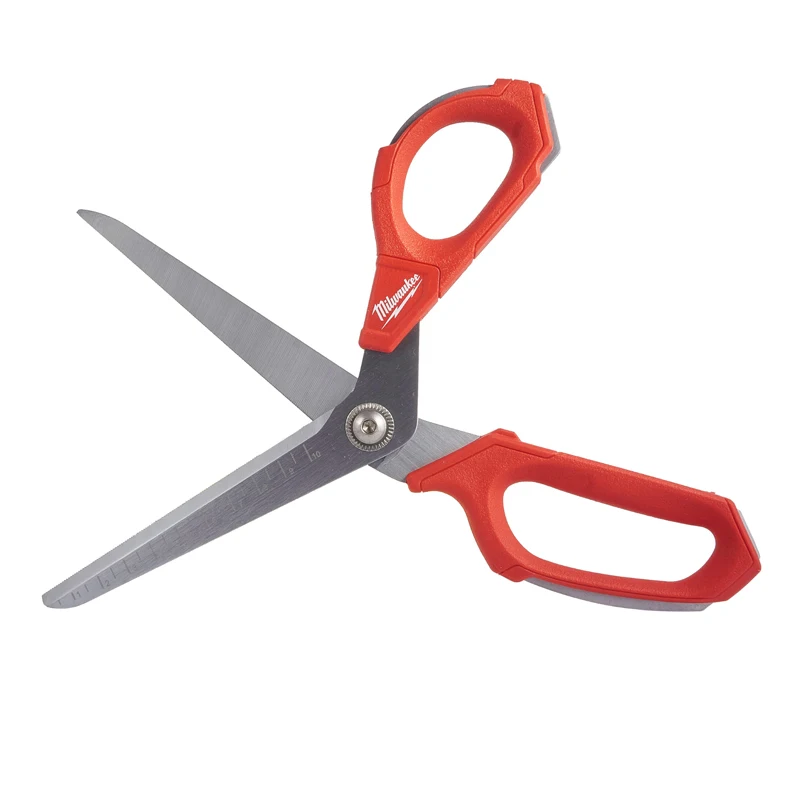 Milwaukee 4932479410 Jobsite Offset Scissors Large Handle High Control Bolt Lock Ruler Marking Metal Scissors