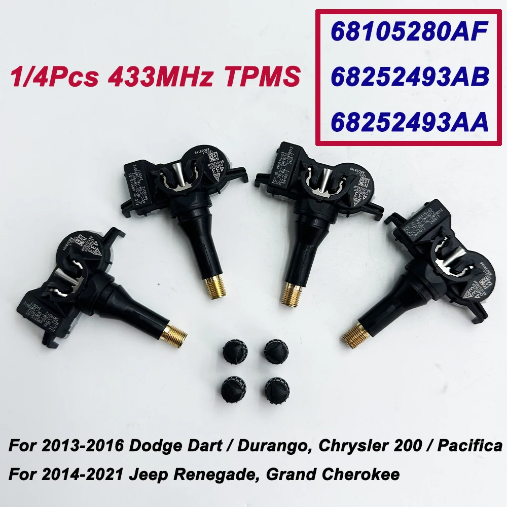 TPMS Tyre Sensor 68105280AF For 2013-2016 Dodge Dart 2014-2021 Jeep Renegade 2015-2017 Chrysler 200 433MHz 68252493AB 68252493AA