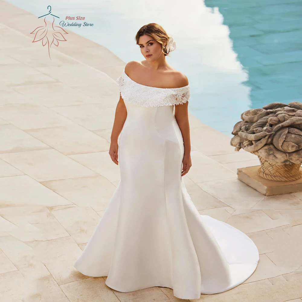 

Simple Off Shoulder Wedding Dresses Plus Size V Neck Sleeveless Bride Gowns Lace Floor Length Mermaid Vestido De Noiva 2024