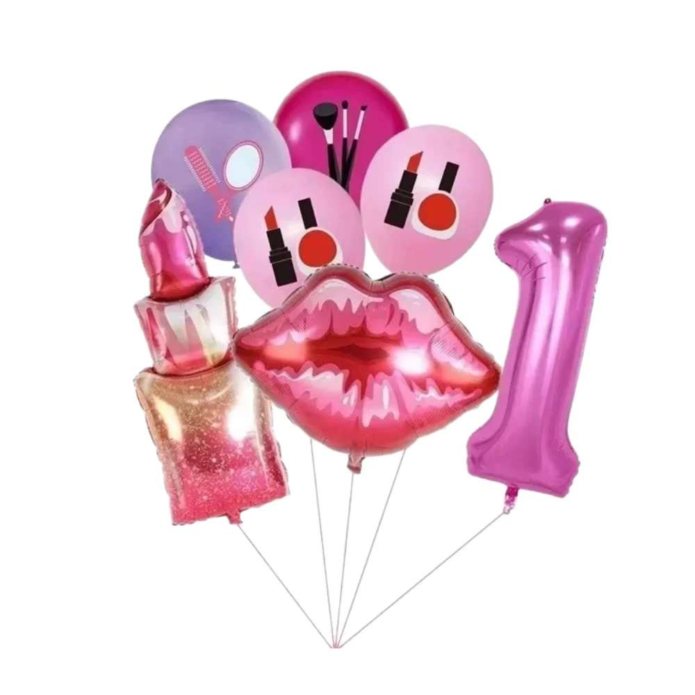 Spa Make-up Geburtstagsparty-Zubehör Kosmetik Mädchen-Geschenke Tischgeschirr Teller Becher Luftballons für Mädchen-Geburtstagsfeier Hochzeitsdekoration – Detail 5