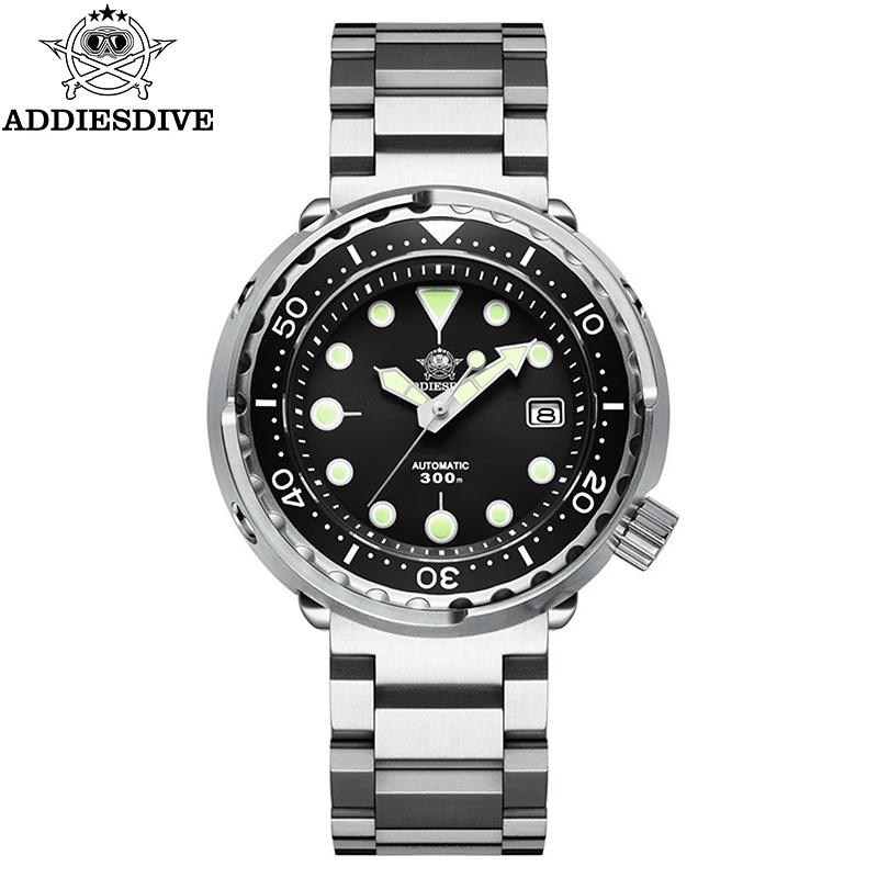 ADDIESDIVE Automatic Mechanical Watches For Men Sapphire 300M Waterproof Tuna Diving Watch C3 Luminous Stainless Luxury Watch