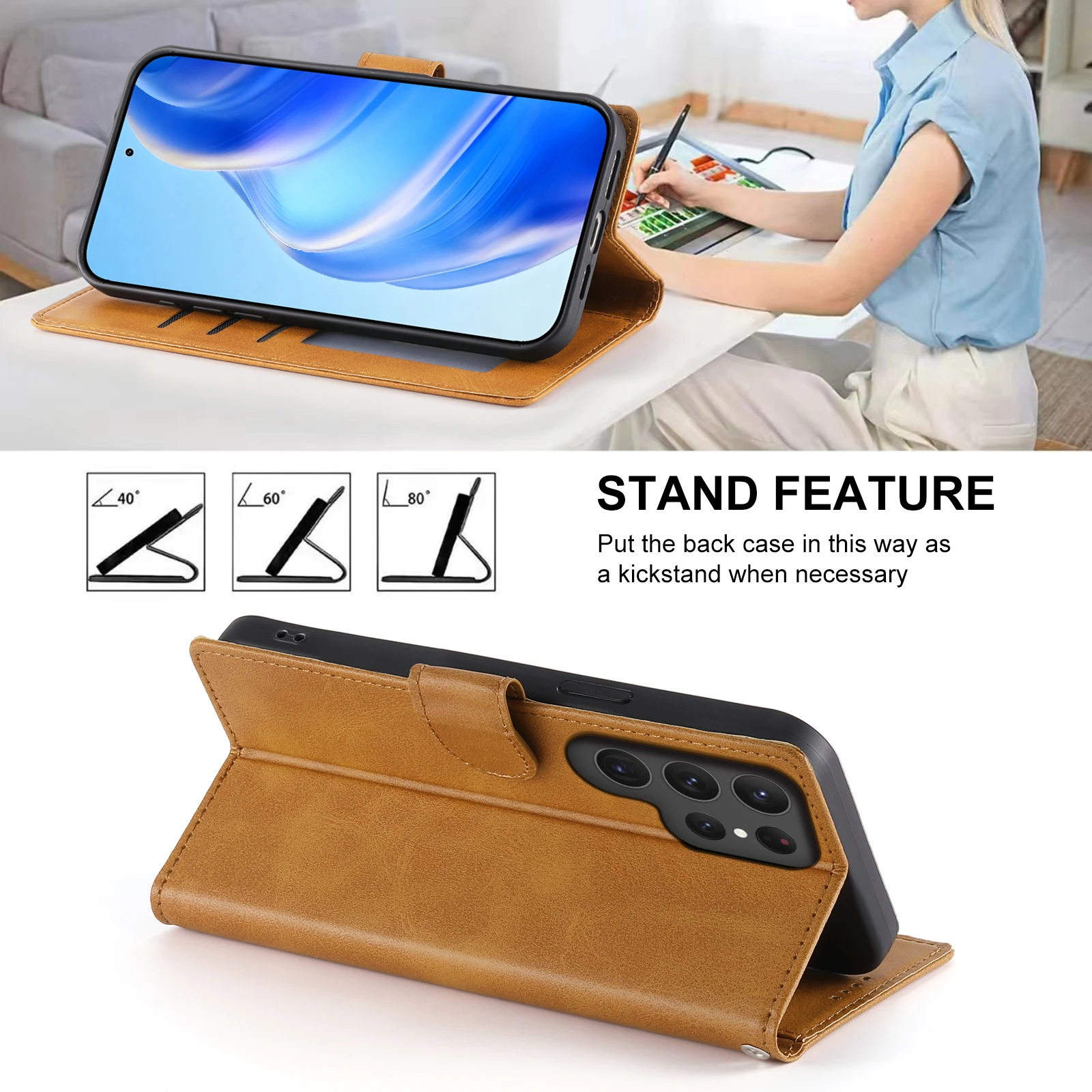 حافظة جلدية للأعمال لهاتف سامسونج S26 Ultra S24 S25 FE S23 S22 S21 S10 S9 Plus غطاء حامل محفظة Solt