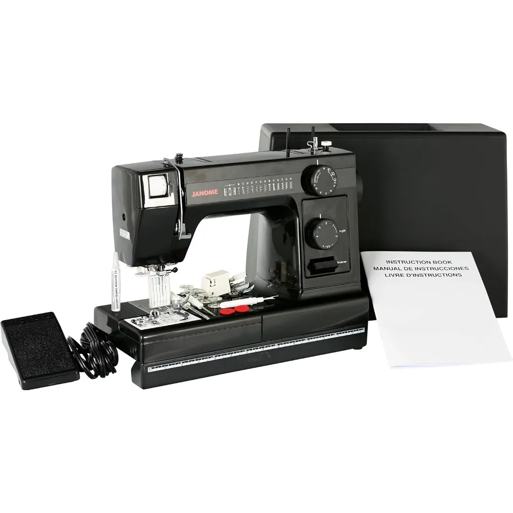 

Швейная машина Janome HD-1000 Black Edition с 14 встроенными швами, одной четырехступенчатой петлей и комплектом аксессуаров (обновленная)