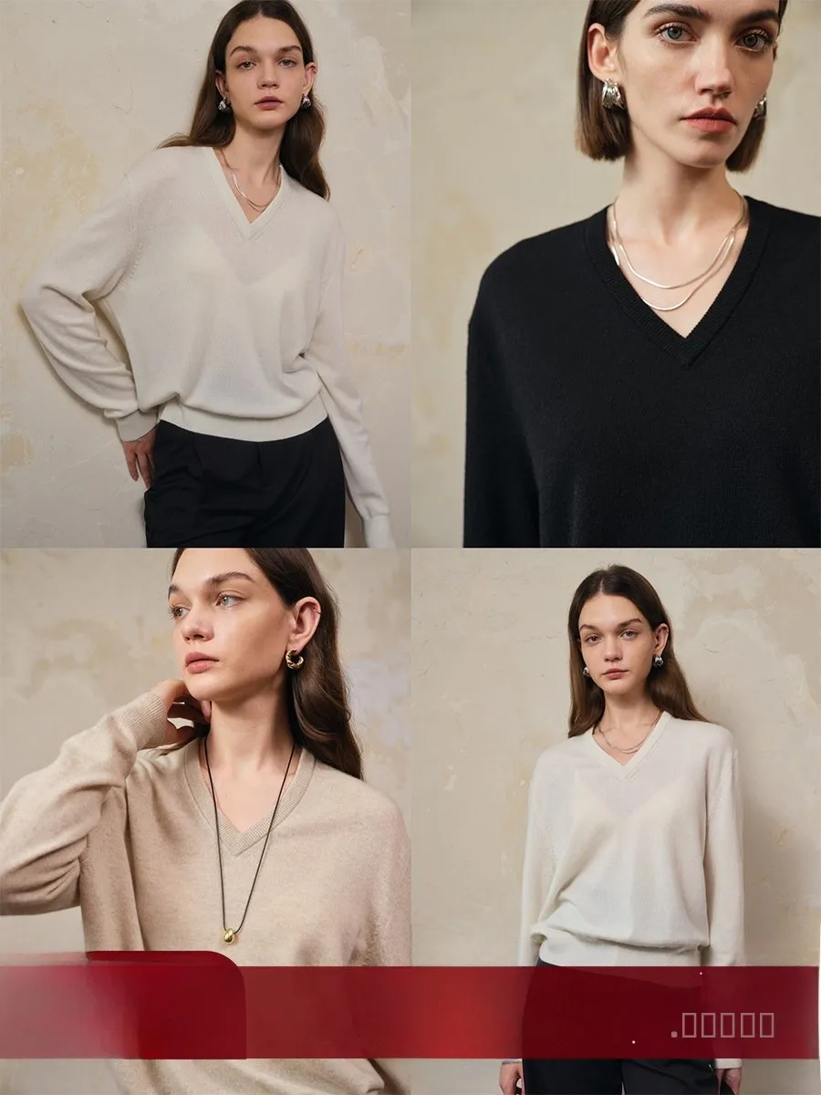 

Свитер CHICJANE Luxury 3A Camere, мягкий, с V-образным вырезом, удлиненный рукав, классический крой, однотонный, для повседневной носки, зимняя коллекция