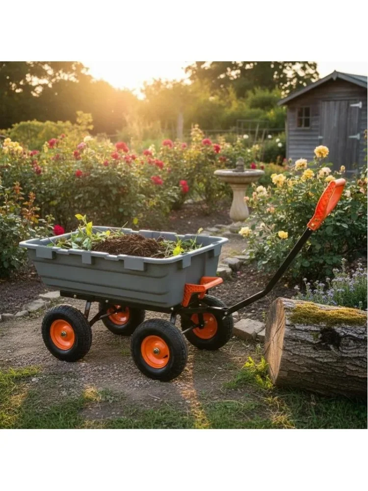 Transportwagen & Gartenkarre 680kg Tragkraft, Robuster Bollerwagen (202x80x65cm) mit 2-in-1-Griff & 33cm Luftreifen, Stahlrahmen-Schubkarre für Garten, Werkstatt & Transport – Hochleistungsfähig &