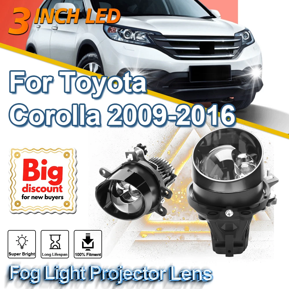 

ROADSUN 3.0 Inch Auto Fog Light Projector Lens Assembly LED Fog Lamp Bulb Car Accessories 100% Fit For Toyota Corolla 2009-2016