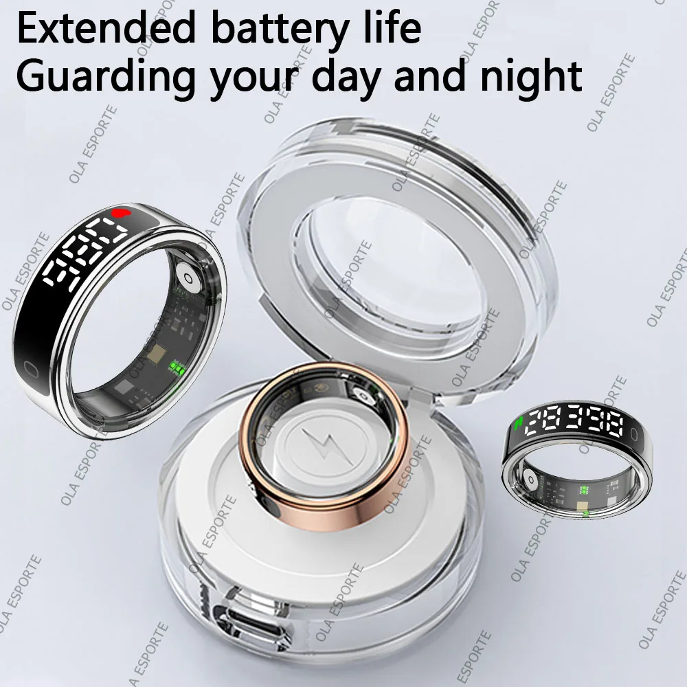 Smart Ring with Charging Case Heart Rate Heart Oxygen Sleep Monitoring Time Steps Battery Display Multi-function Smart Ring R12 view 5