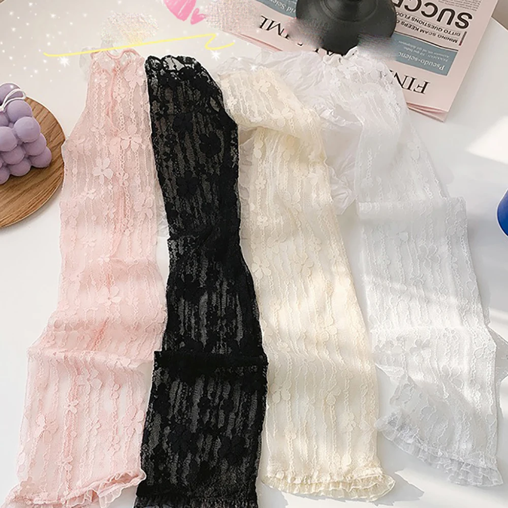 Lace Sleeve Cooling Arm Sleeves para mulheres, condução, corrida, pesca, flor, proteção solar, moda elegante