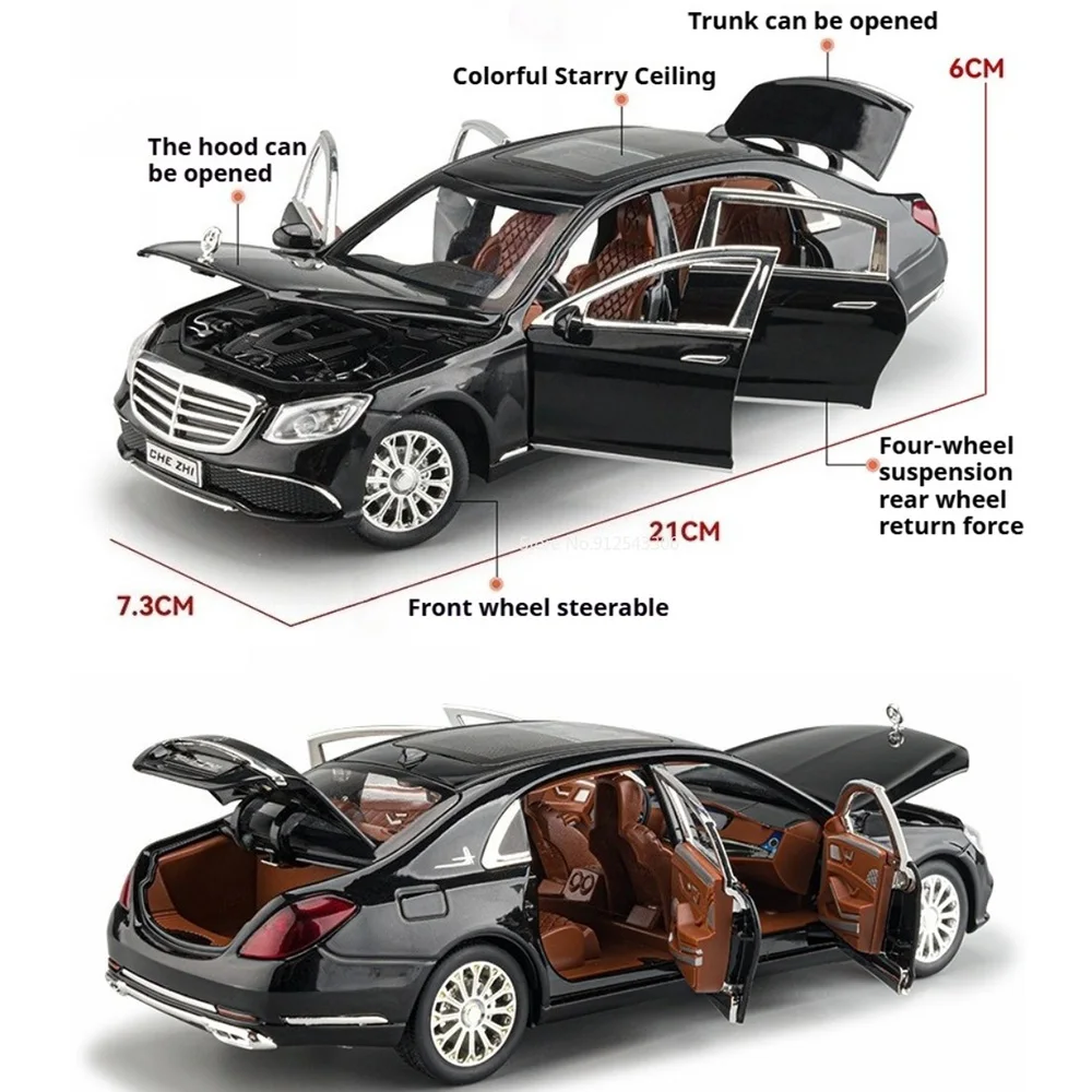 1:24 Scale E300 GLE350 Car Model Toy Doors Opened Shock Absorption Models Front Wheel Steer Pull Back Vehicle for Boyfriend