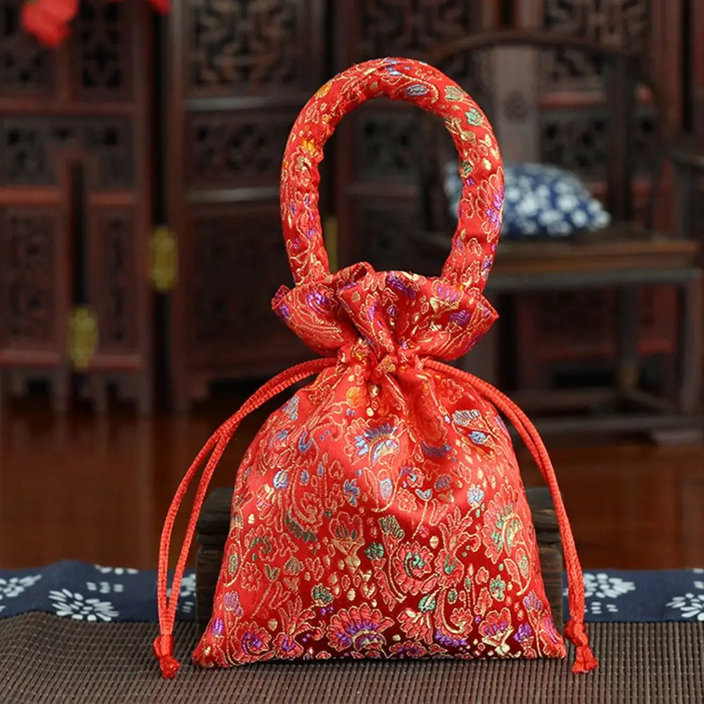 Chinese Style Creative With Tassels Wedding Brocade Chinese Knot Handle Bag Package Bag Candy Bag Wedding-favor Gift