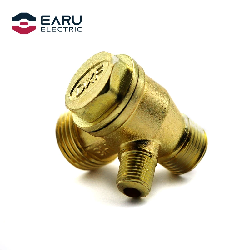 Buitendraad 3 Way Metal Air Compressor Terugslagklep Gold Tone