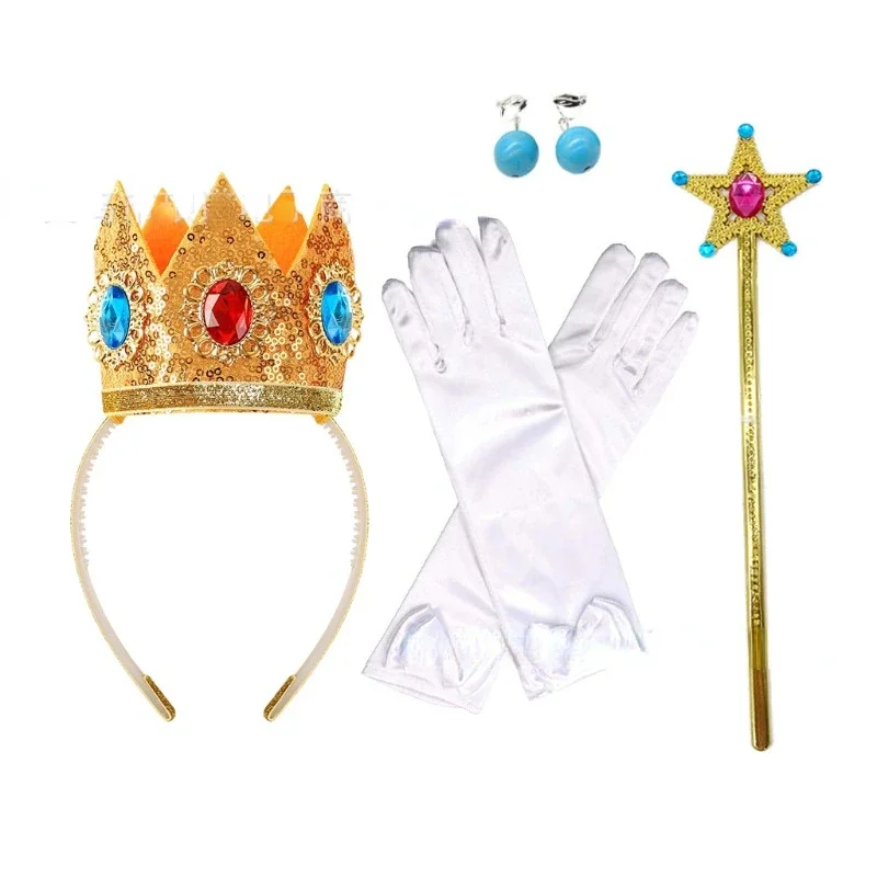 2024 Girls Cartoon Princess Crown Cosplay Pentagram Magic Stick Earring Set Anime Girl Dress Up Halloween Christmas Gift