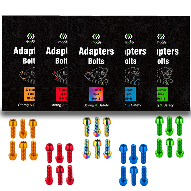 6pcs M6x18mm MTB Bike Disc Brake Clamp Adapter Bolts Bicycle Crank Fixing Brake Screws Cycling Accessory