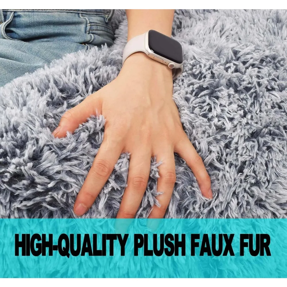 غطاء كرسي بين باج من الفرو الصناعي لتخزين الألعاب القطيفة #6