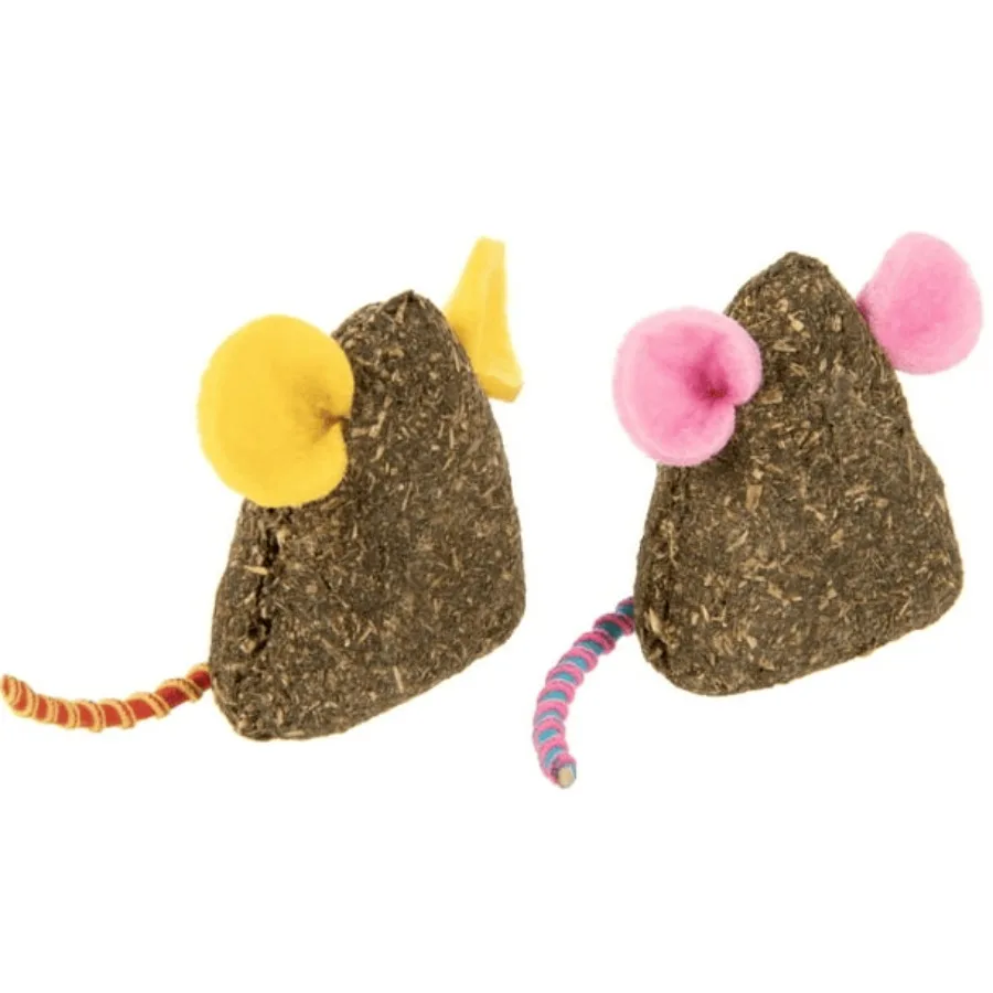 

SmartyKat Mousy Mayhem 2Piece Compressed Catnip Mice Cat Toys Pink Orange