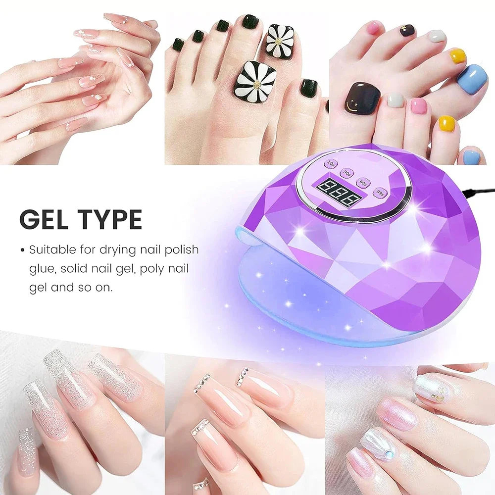 DianaBeauty 86W UV LED Lâmpada para unhas Lâmpada para manicure com 39 LEDs de secagem rápida Lâmpada de secagem para unhas Luz de cura para esmalte em gel