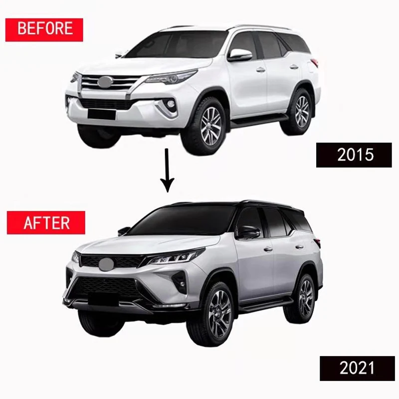 Hilux Good Price Body Kit Include Front and Rear Bumper ABS with Grille Headlight for Toyota Fortuner Car Exterior Decoration