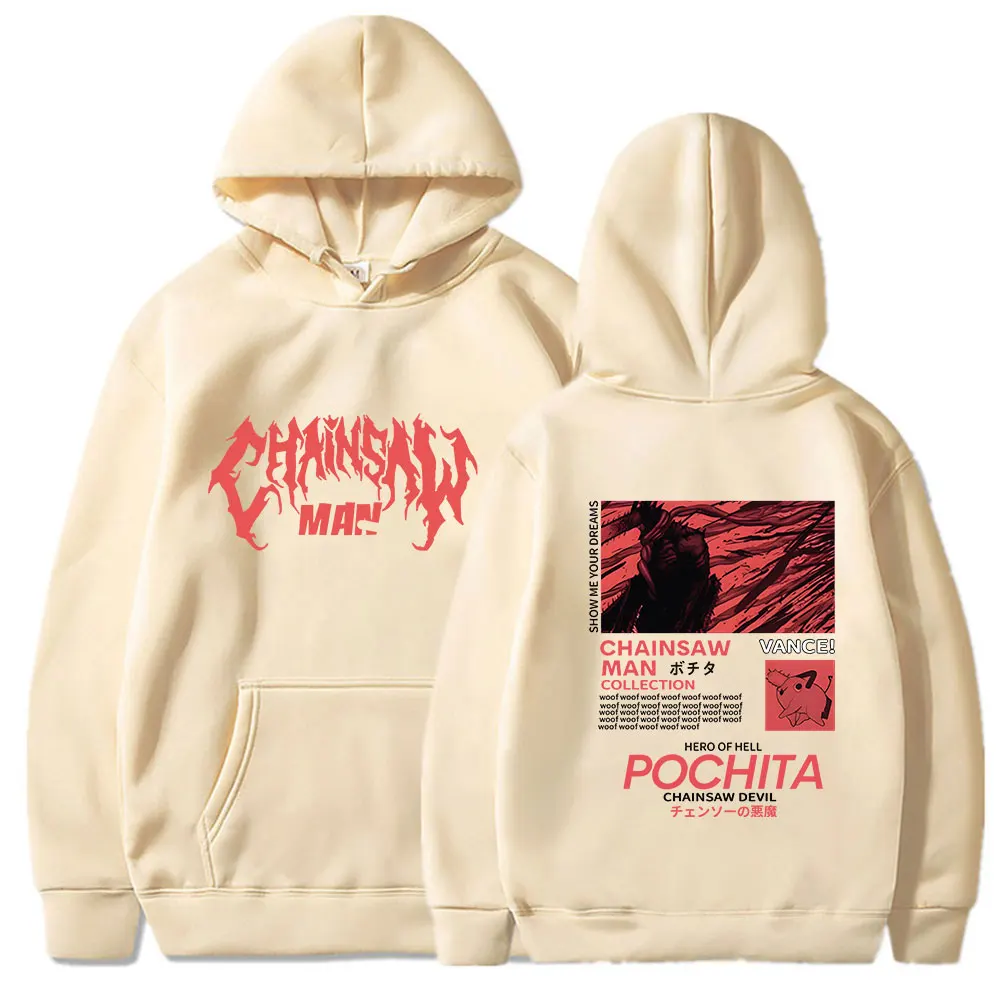 

Anime Chainsaw Man Pochita Hoodies Manga Cartoon Printed Men Woman Winter Warm Streetwear Hooded Sweatshirts Pullovers Unisex