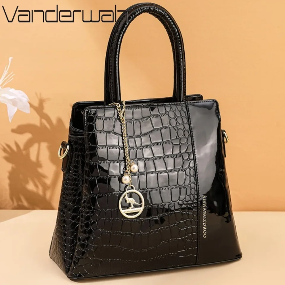 

Three Layers Retro Crossbody shoudler Bags for Women High Quality Stone Patent Leather Handbags Luxury Designer Shopper Hand Sac