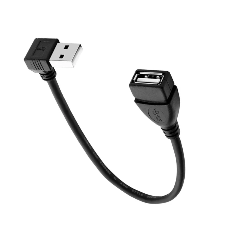 30 سم USB2.0 ذكر إلى شاحن أنثي كابل 90 درجة بزاوية خط سلك بيانات USB