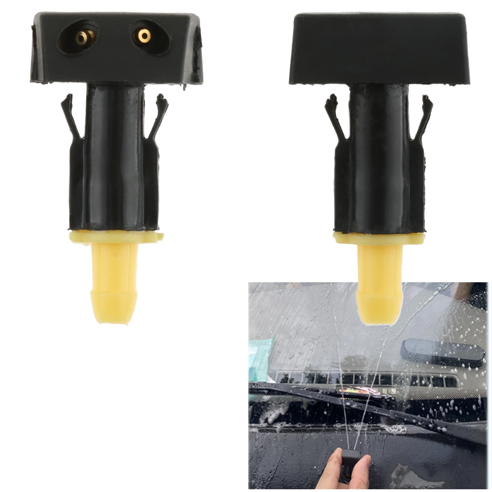 

2 шт., черная пластиковая насадка для омывателя переднего лобового стекла автомобиля, распылительная насадка для воды, подходит для Nissan TIIDA SYLPHY X-trail Venucia D50 R50