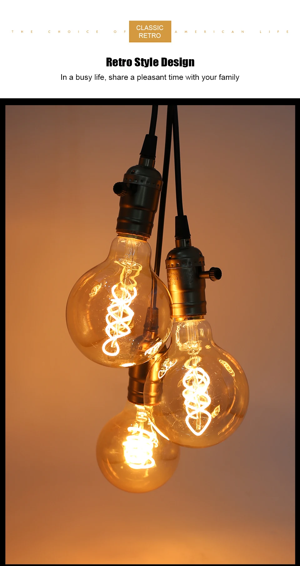 E27 LED-Glühfadenlampe 220V 4W A60 ST64 T45 T185 G80 G95 G125 Retro Vintage Ampullen LED Edison Lampe Spiralbirne für Zuhause – Detail 5