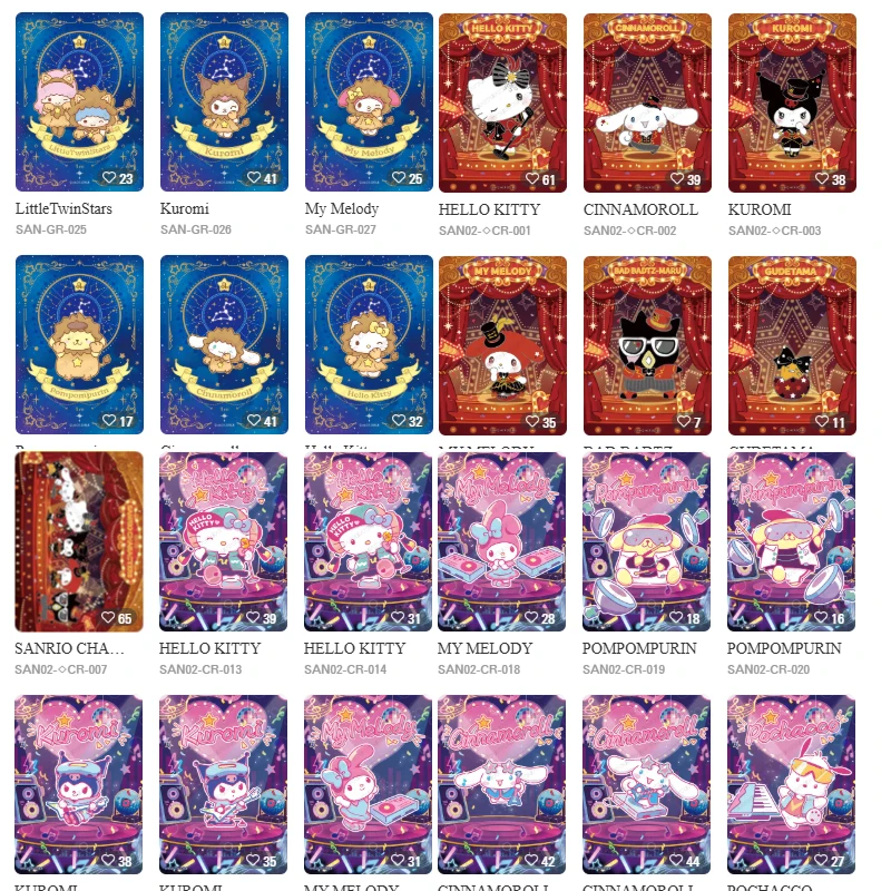 Original KAYOU Sanrio Characters Cute Dream Collection Card Fun Moments Edition Starry Whisper T2W3 GR CR Rare Cards For Fans