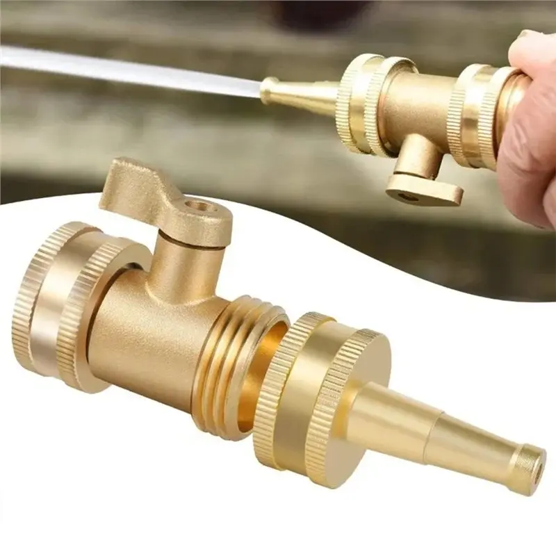 ABLN-Brass Water Sprayer Nozzle Set With Shut Off Valve For High Pressure Hose For Garden And Car Cleaning
