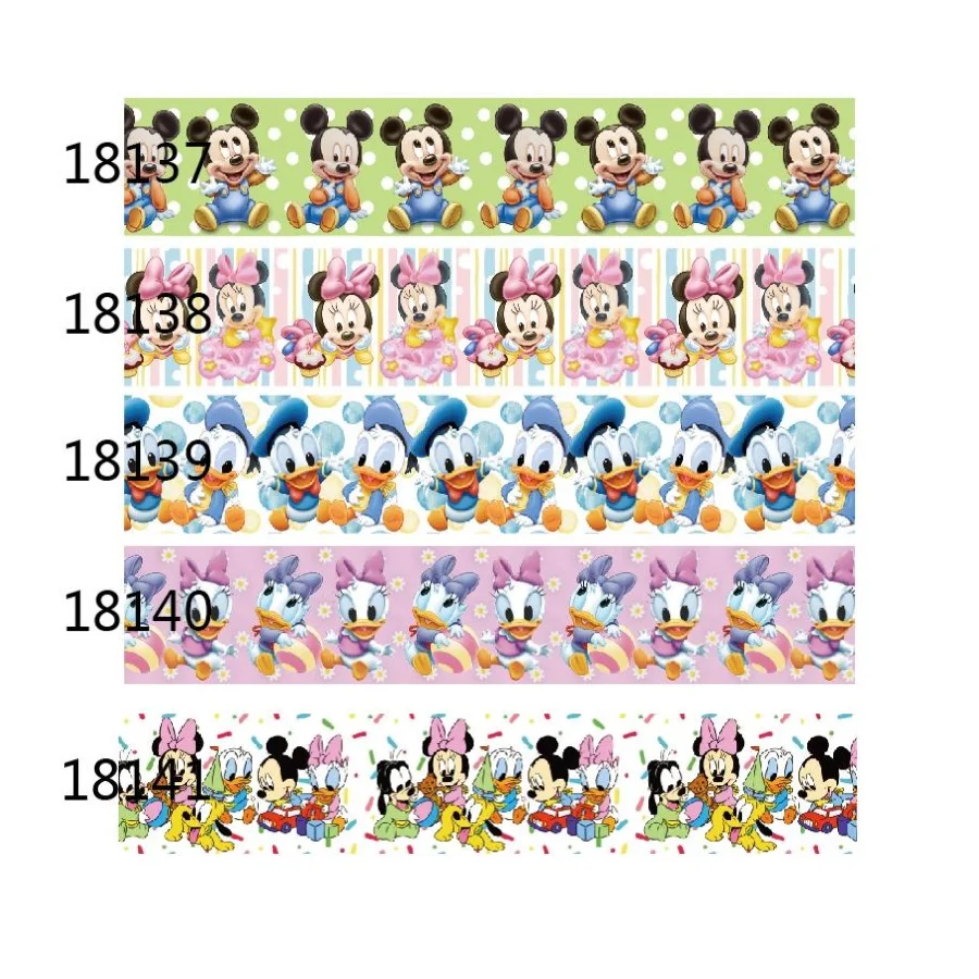 5Yards Baby Mickey Minnie Daisy Disney Grosgrain Ribbon Printed for 25MM 38MM DIY Decoration Hairbows