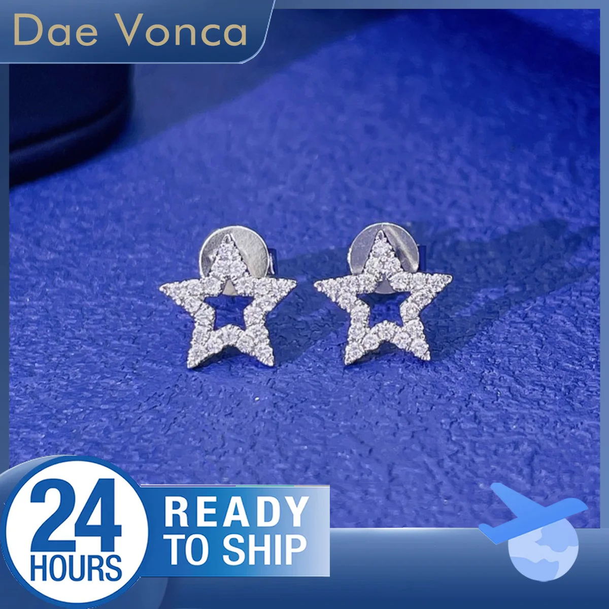 Star Shaped Natural Diamond Earrings Real 18K White Gold Total 0.16ct  Natural Diamond Stud Earrings Gift For Women Jewelry