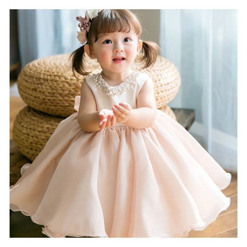 

2026 New Toddler 1st Birthday Dress Mint Pink Tulle Princess Gown Flower Girl Wedding Party Performance Costume