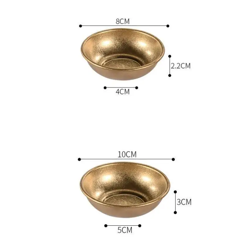 Retro Stainless Steel Golden Sauce Dishes Appetizer Seasoning Serving Dishes Sets Tray Spice Plates Kitchen Tableware