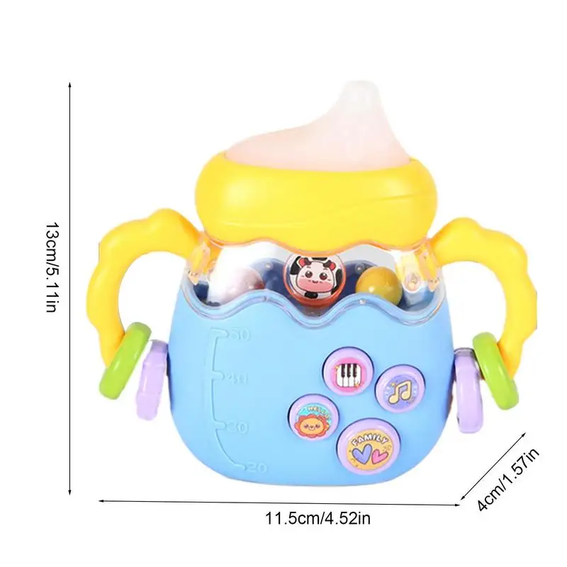 Kids Rattle Bottle Grab Shaker Rattles Teethers Bottle LED Light Smooth Newborn Grab Rattles Toy Educational And Safe For Girls